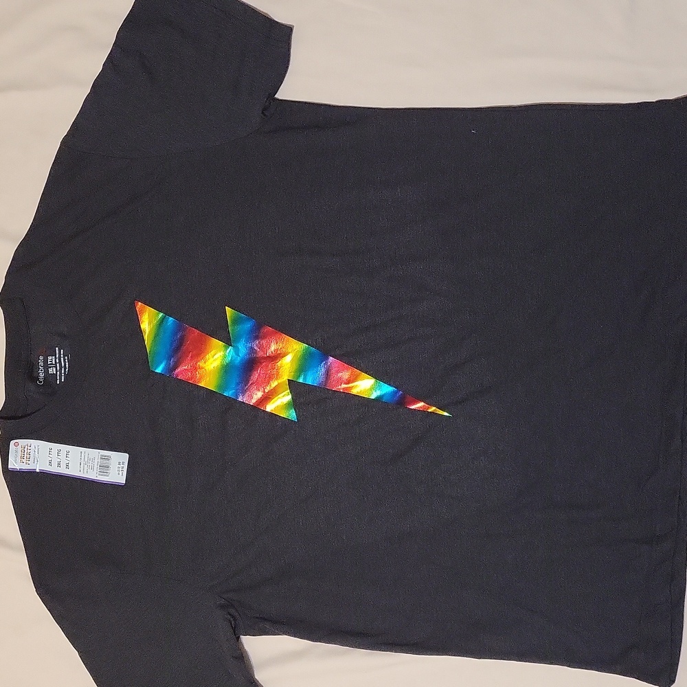 Celebrate It T-Shirt with Rainbow Bolt